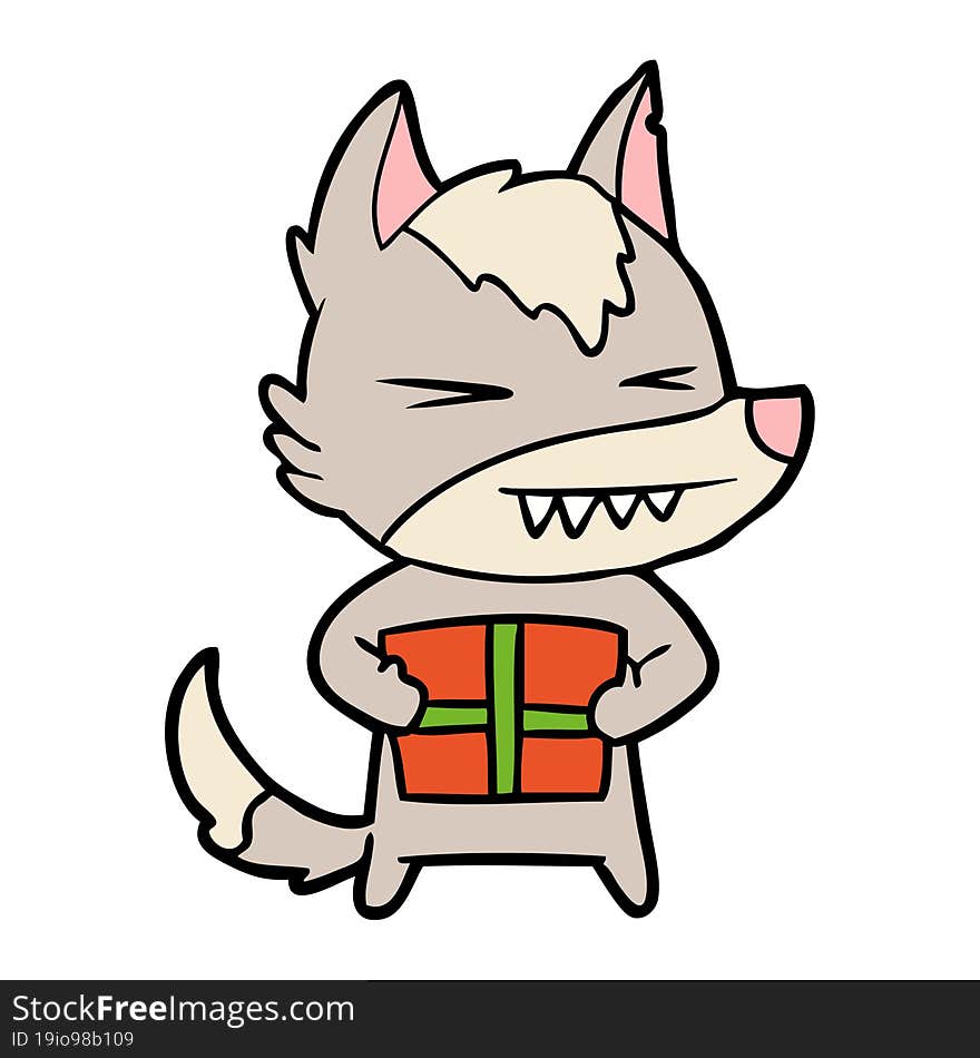 angry christmas wolf cartoon. angry christmas wolf cartoon