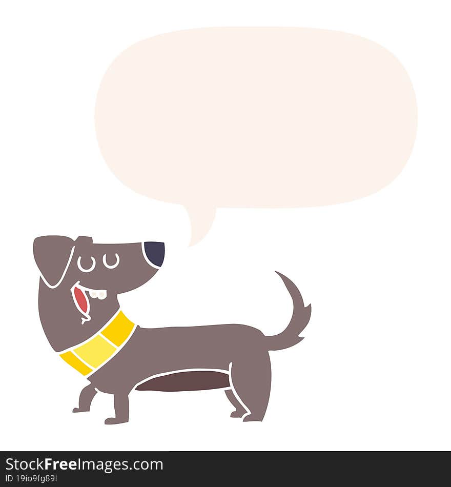 cartoon dog with speech bubble in retro style