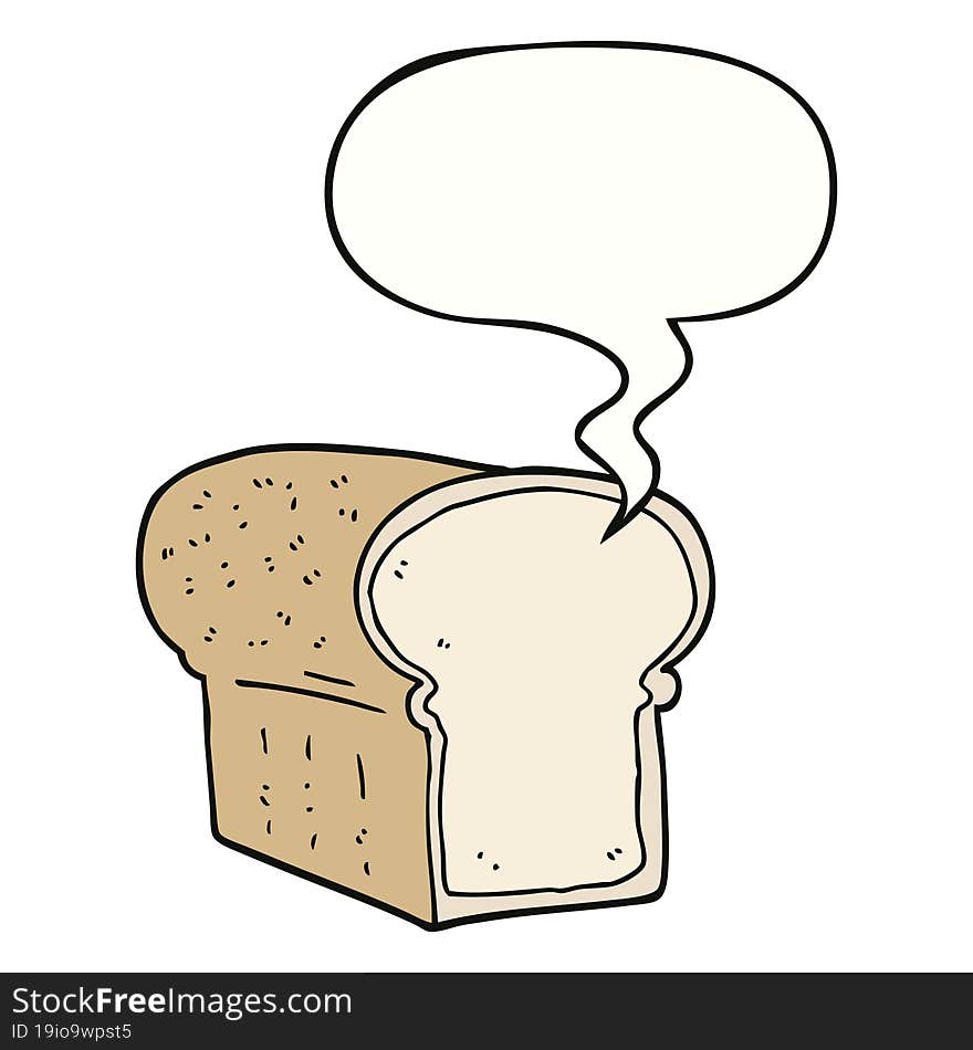 cartoon loaf of bread with speech bubble. cartoon loaf of bread with speech bubble