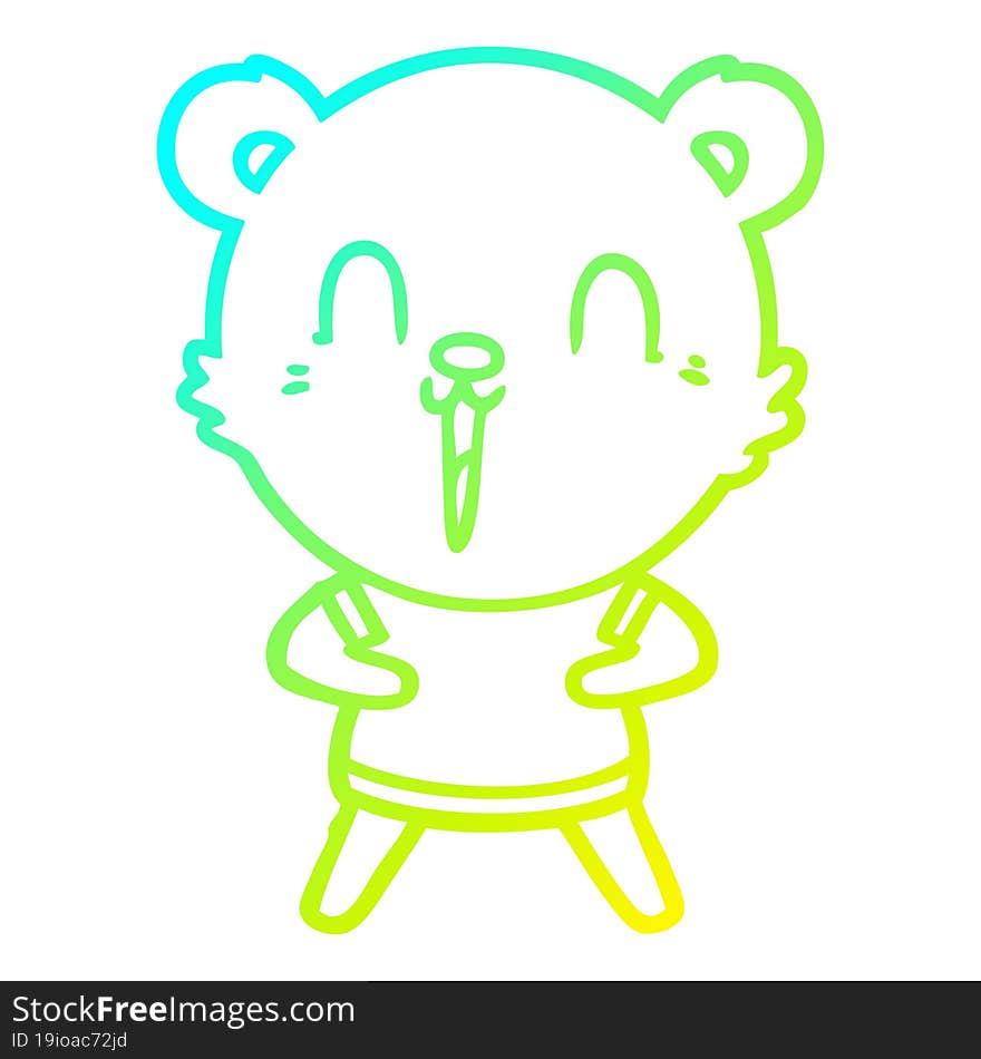 cold gradient line drawing happy cartoon bear