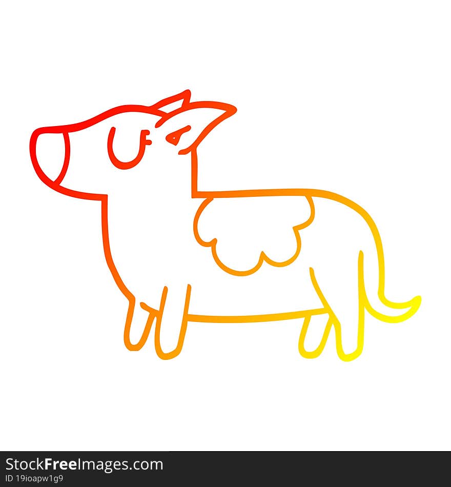 warm gradient line drawing cartoon standing dog