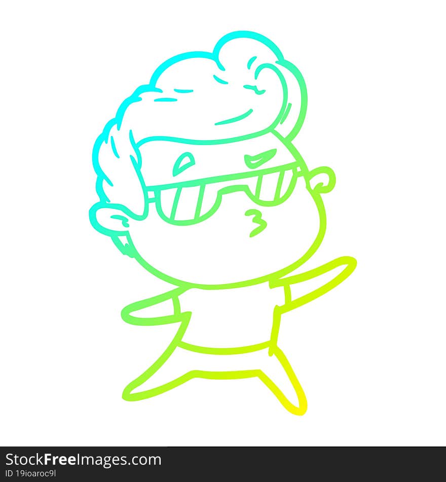 cold gradient line drawing cartoon cool guy