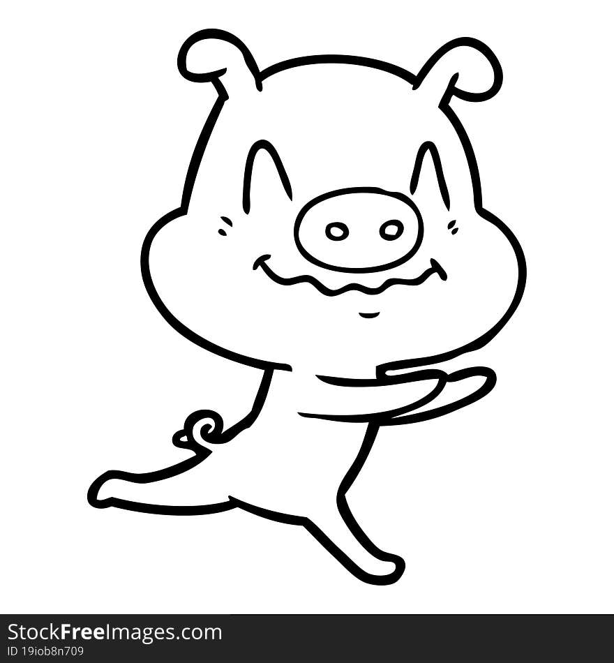 nervous cartoon pig running. nervous cartoon pig running