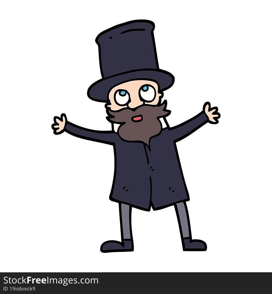 hand drawn doodle style cartoon victorian man