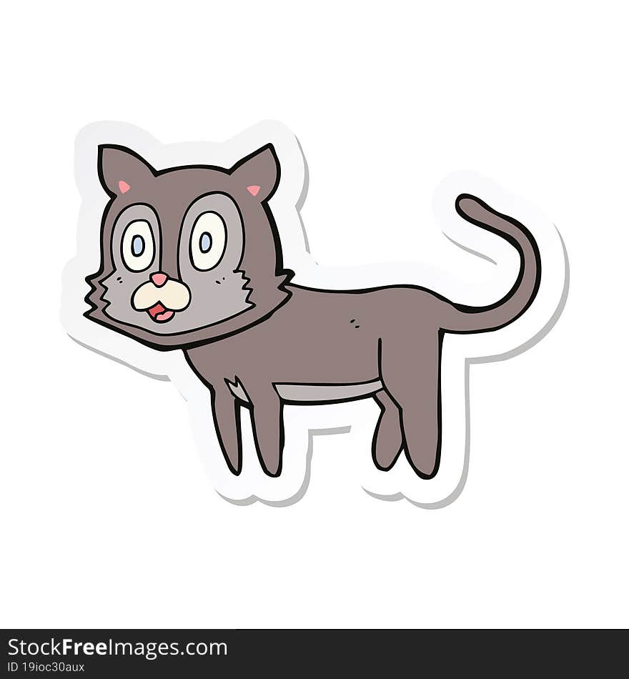 sticker of a happy cartoon cat