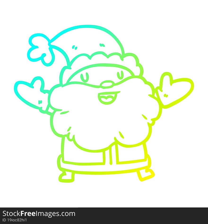 cold gradient line drawing santa claus