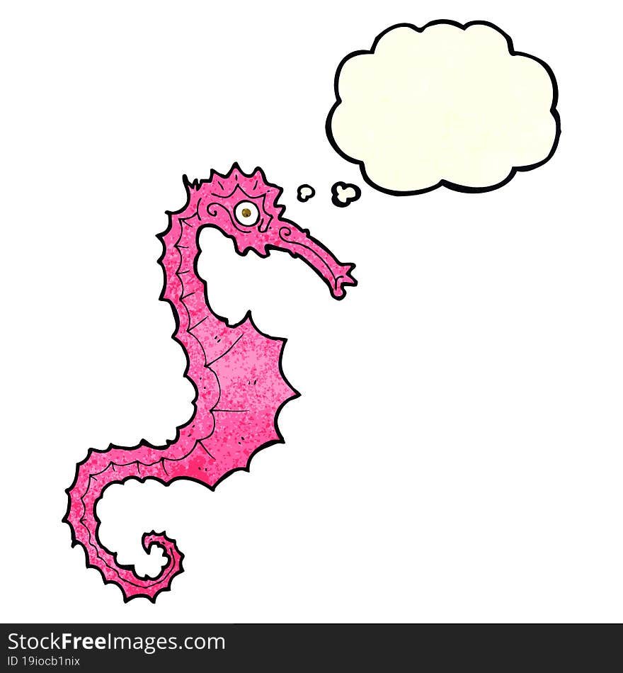 cartoon sea horse with thought bubble