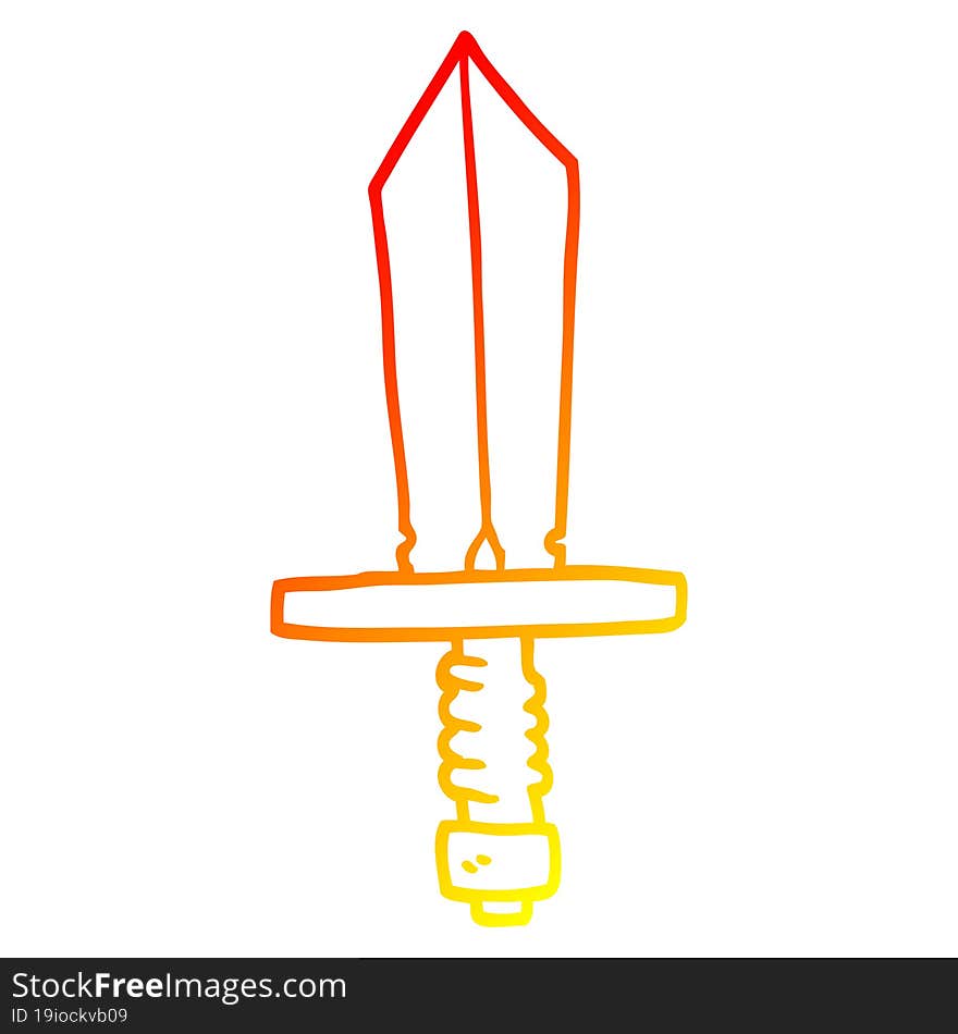 warm gradient line drawing cartoon dagger