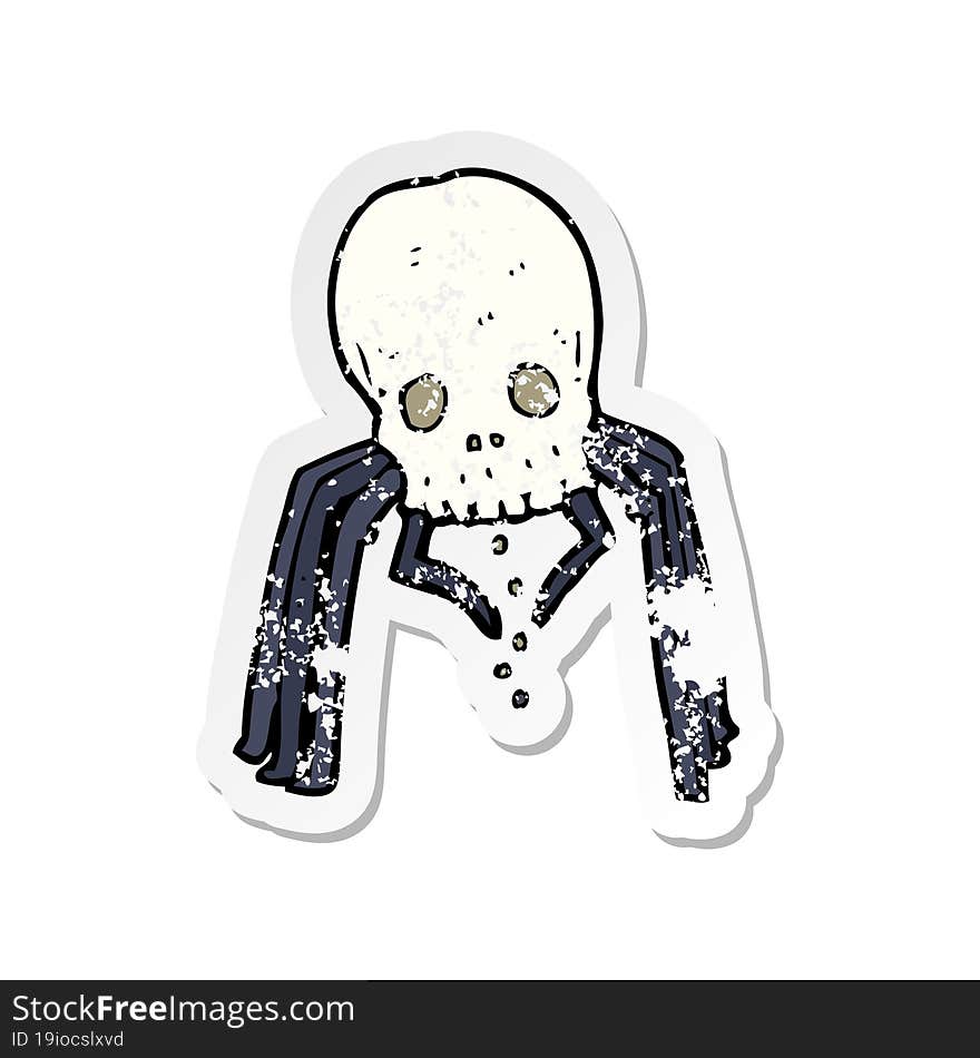 Retro Distressed Sticker Of A Cartoon Spooky Skull Spider