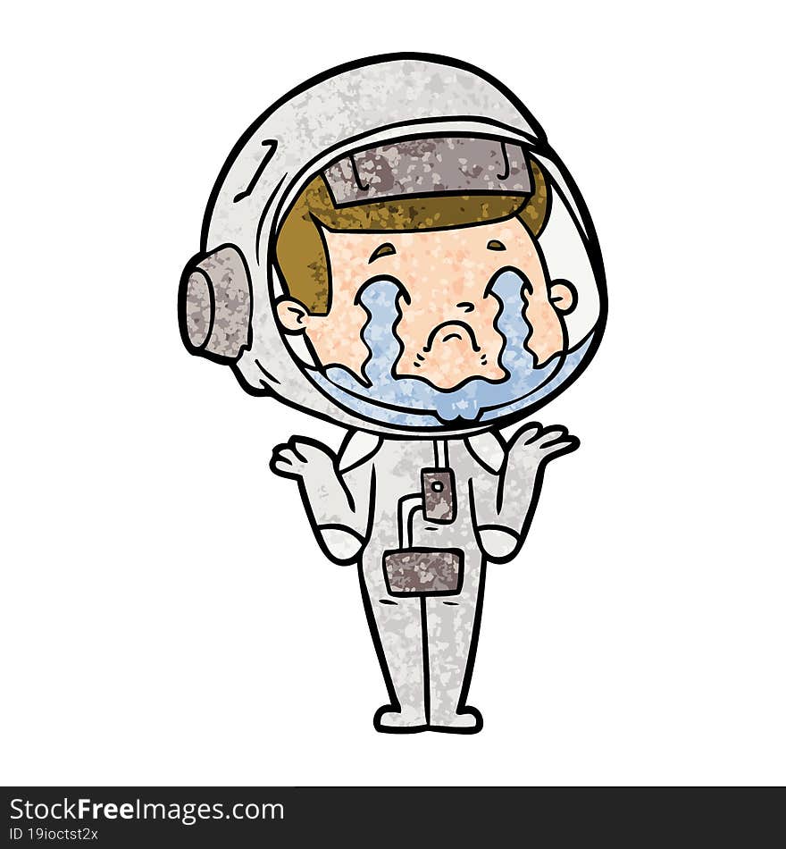 cartoon crying astronaut. cartoon crying astronaut