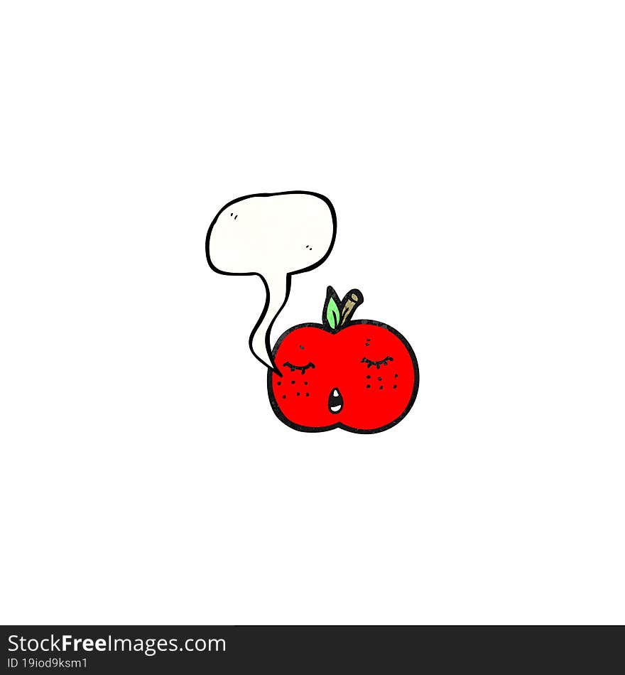 cartoon apple with speech bubble