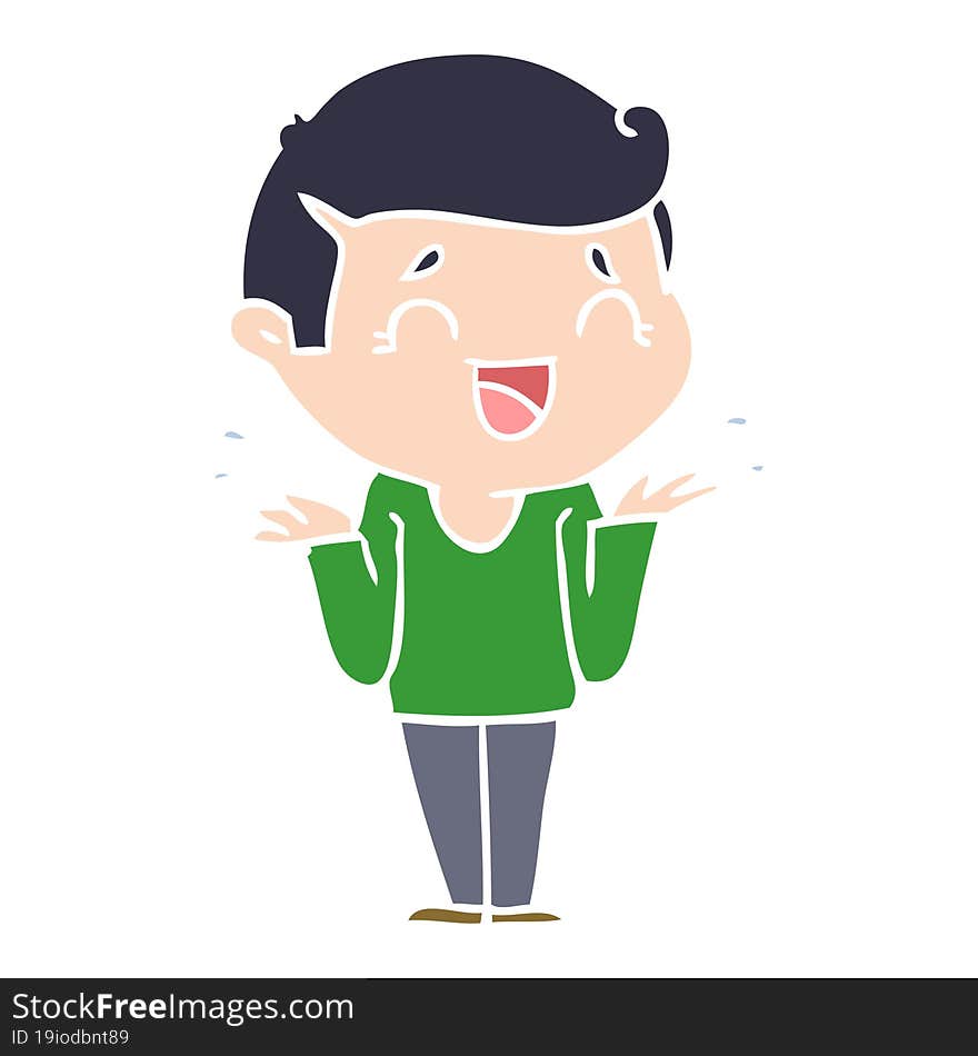 flat color style cartoon laughing confused man