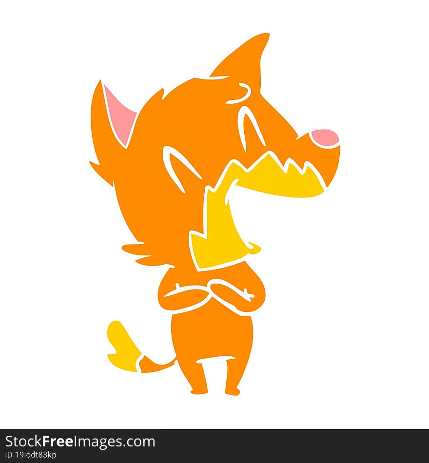 laughing fox flat color style cartoon