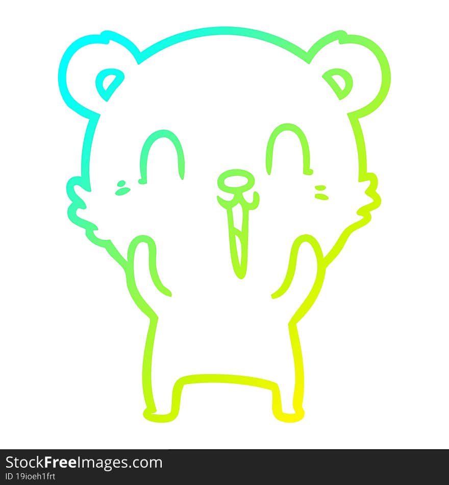 Cold Gradient Line Drawing Happy Cartoon Bear