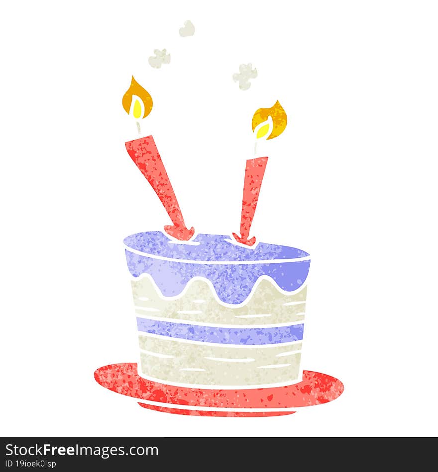 retro cartoon doodle of a birthday cake