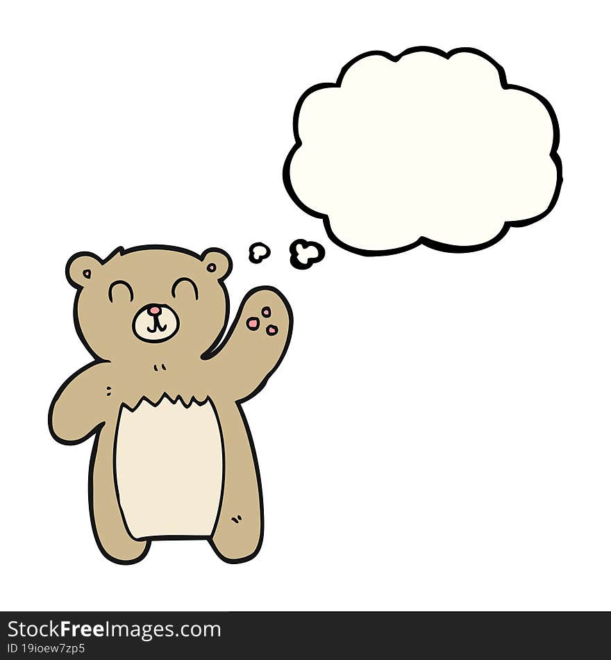 freehand drawn thought bubble cartoon teddy bear