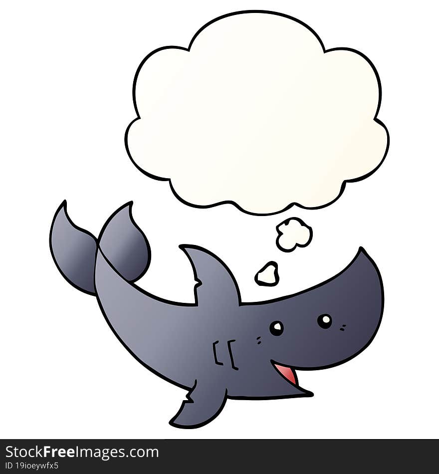 cartoon shark and thought bubble in smooth gradient style