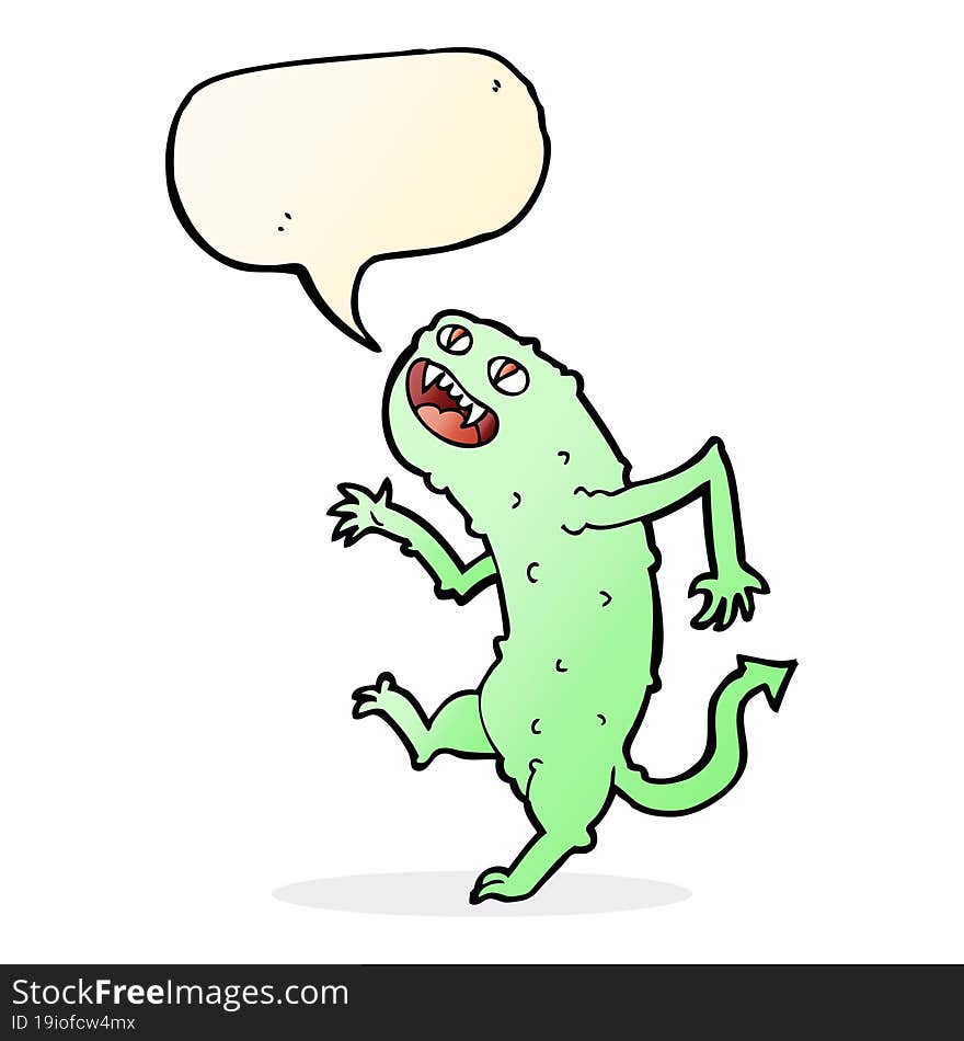 Cartoon Monster With Speech Bubble