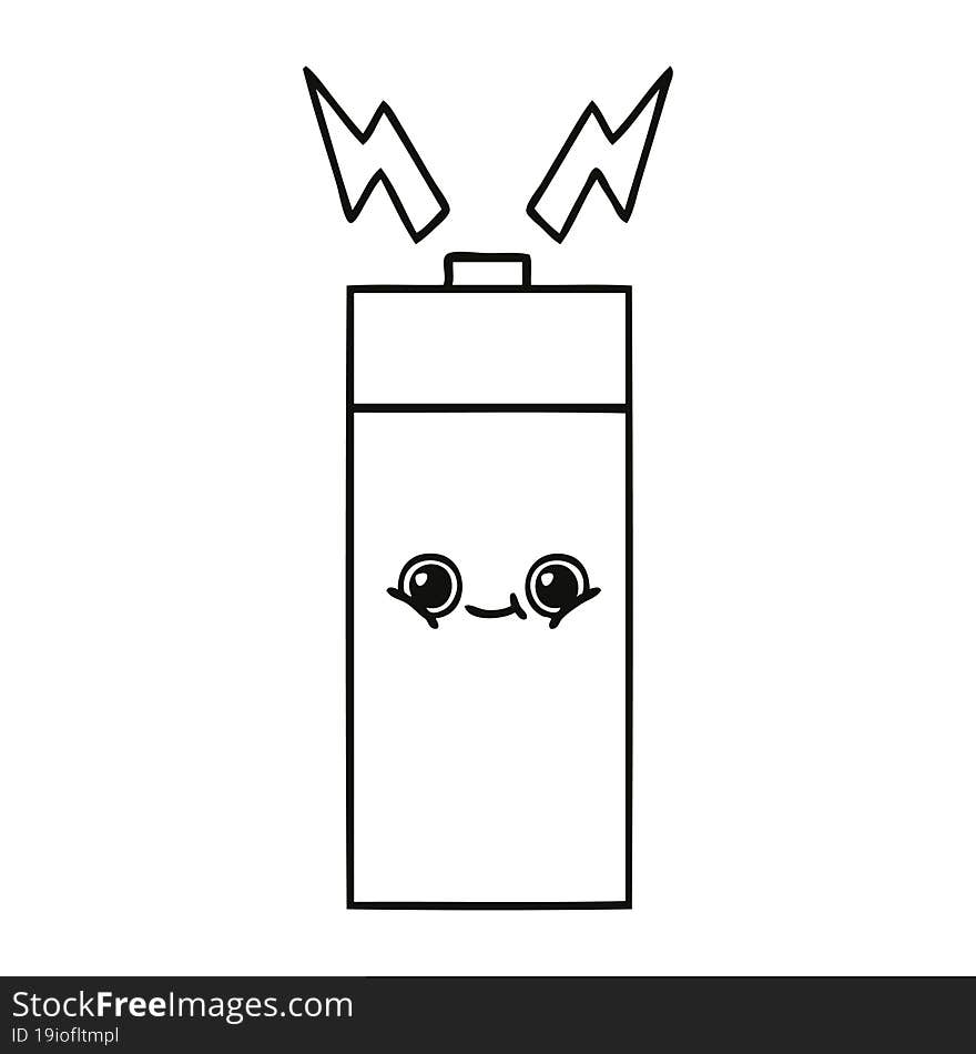 line drawing cartoon of a battery. line drawing cartoon of a battery