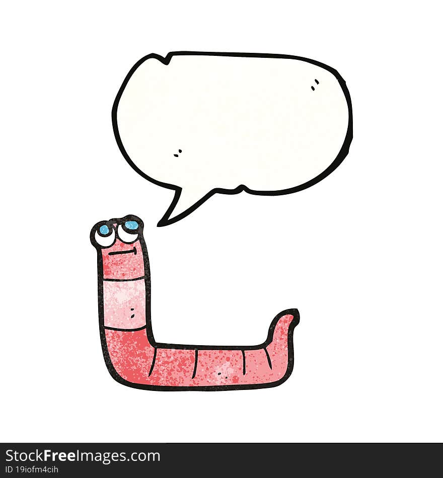 freehand speech bubble textured cartoon worm