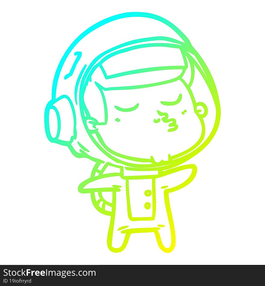 cold gradient line drawing cartoon confident astronaut