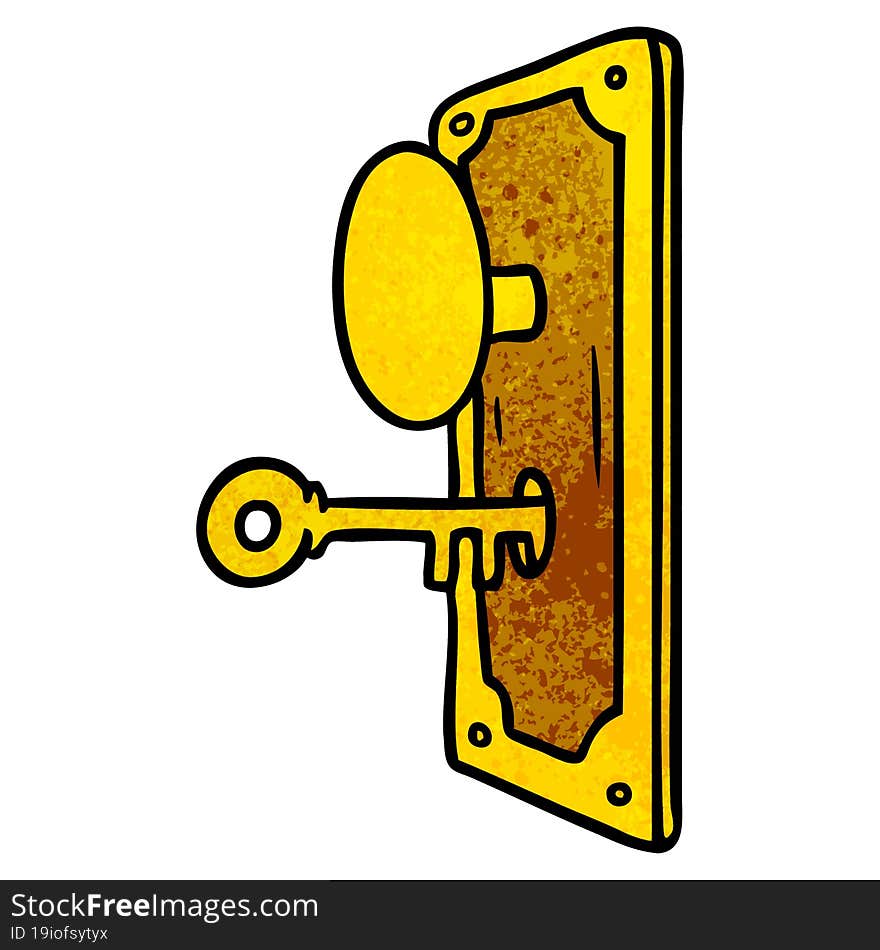 hand drawn textured cartoon doodle of a door handle