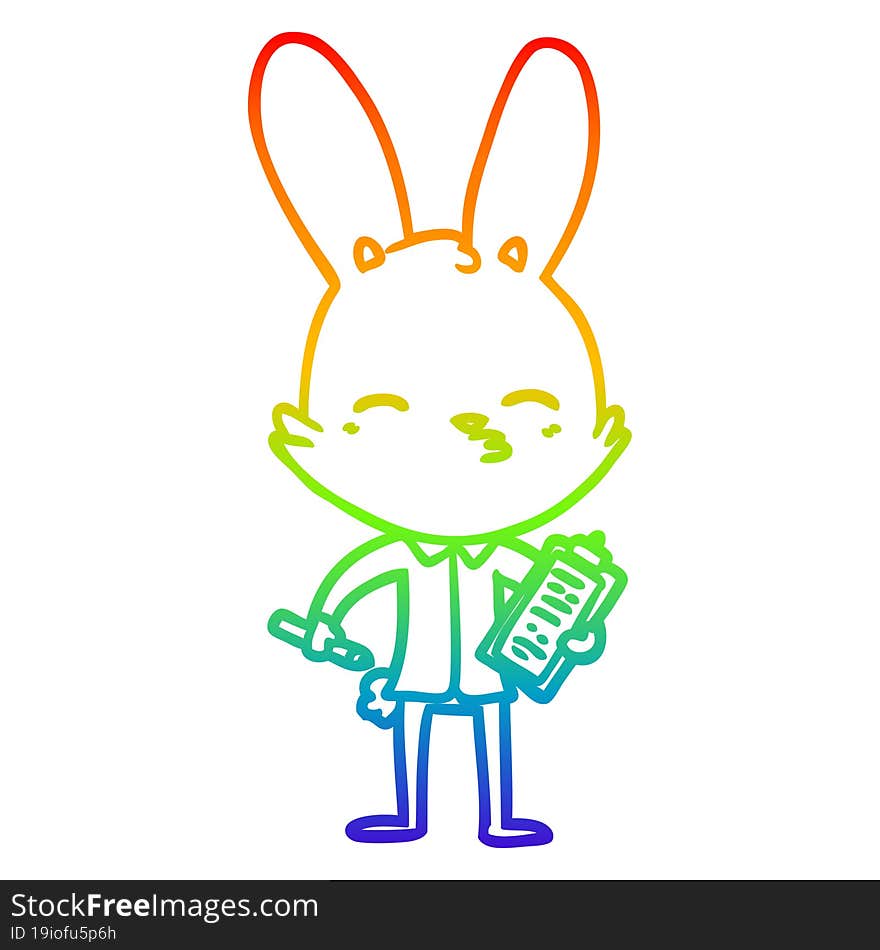 rainbow gradient line drawing office bunny cartoon