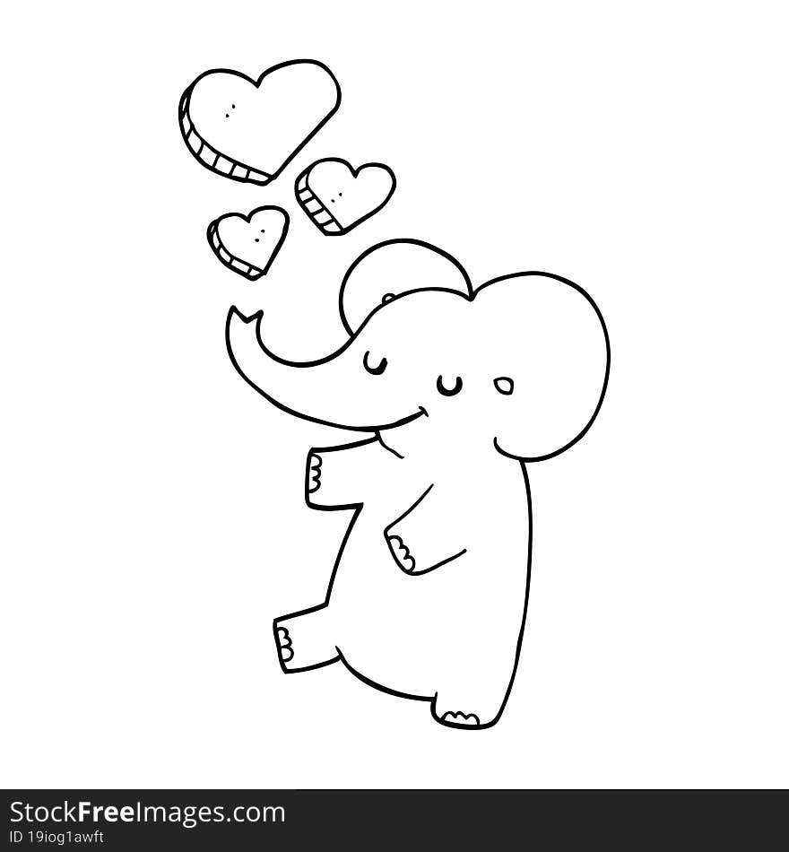 cartoon elephant with love hearts