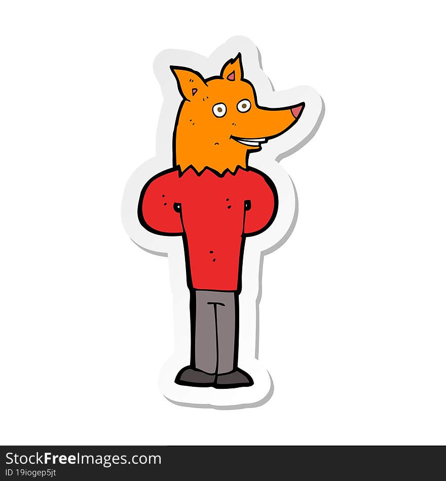 sticker of a cartoon fox man