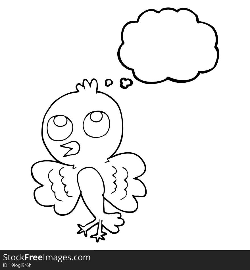 freehand drawn thought bubble cartoon bird