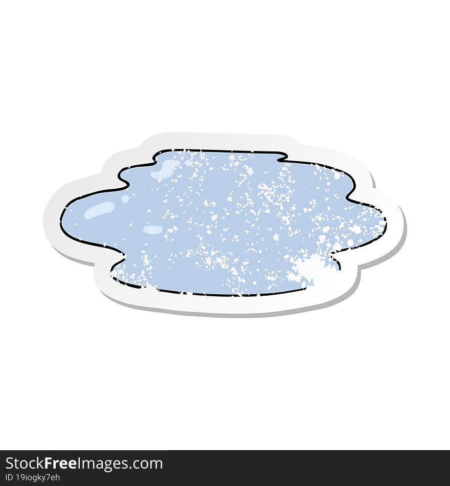 distressed sticker of a cartoon puddle of water