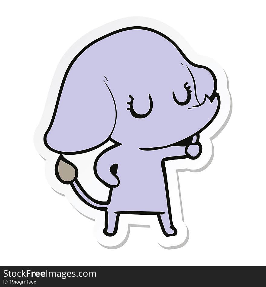 Sticker Of A Cute Cartoon Elephant