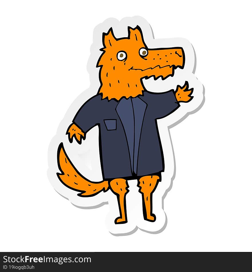 sticker of a cartoon fox businessman