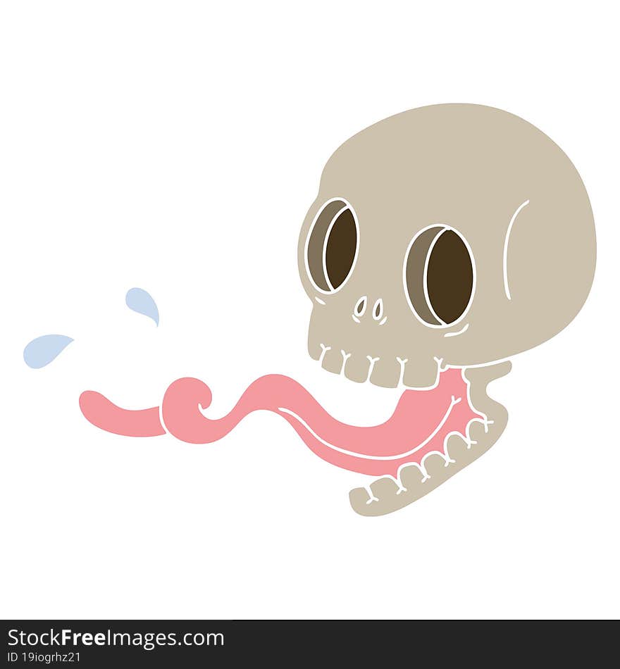 quirky hand drawn cartoon skull with tongue