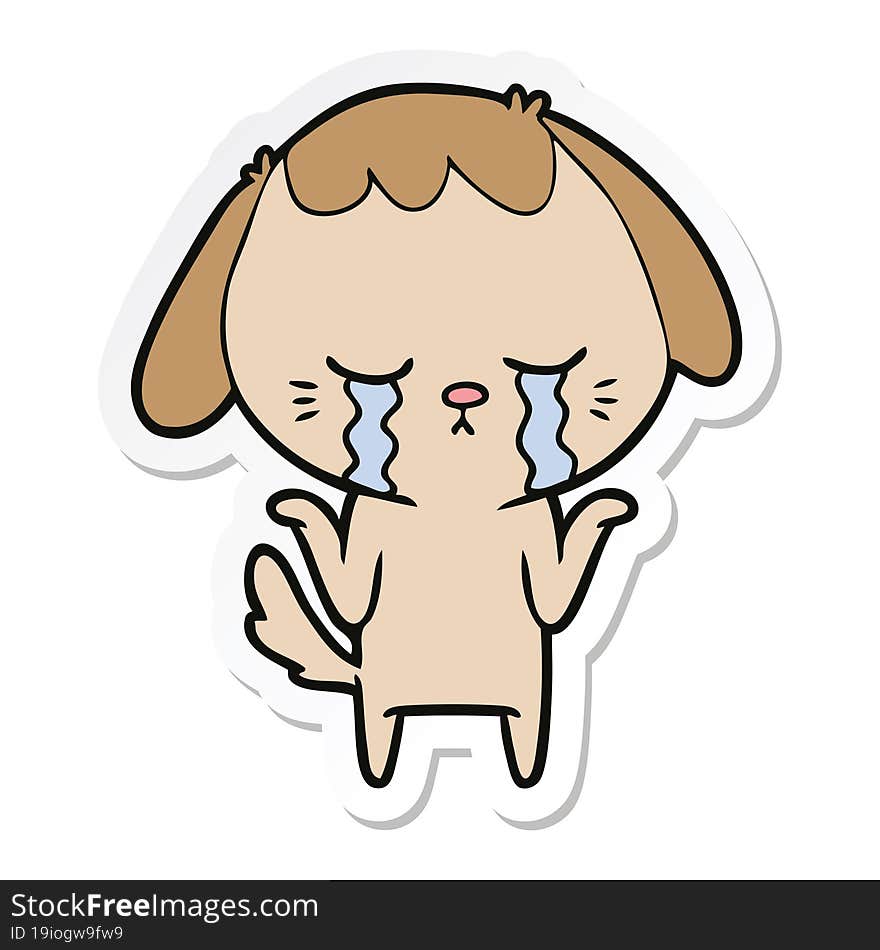 sticker of a cartoon crying dog