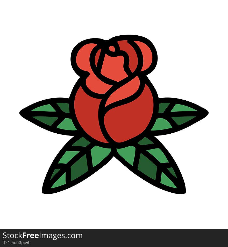 tattoo in traditional style of a single rose. tattoo in traditional style of a single rose