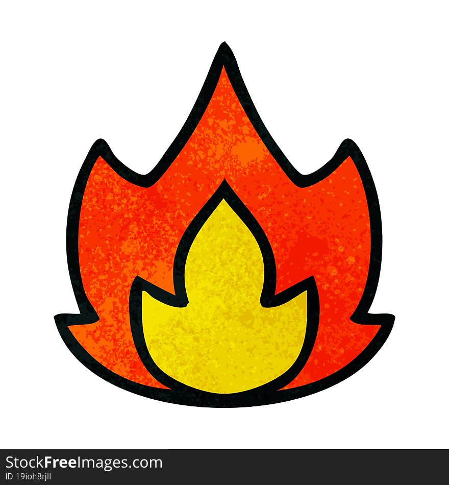 retro grunge texture cartoon of a fire