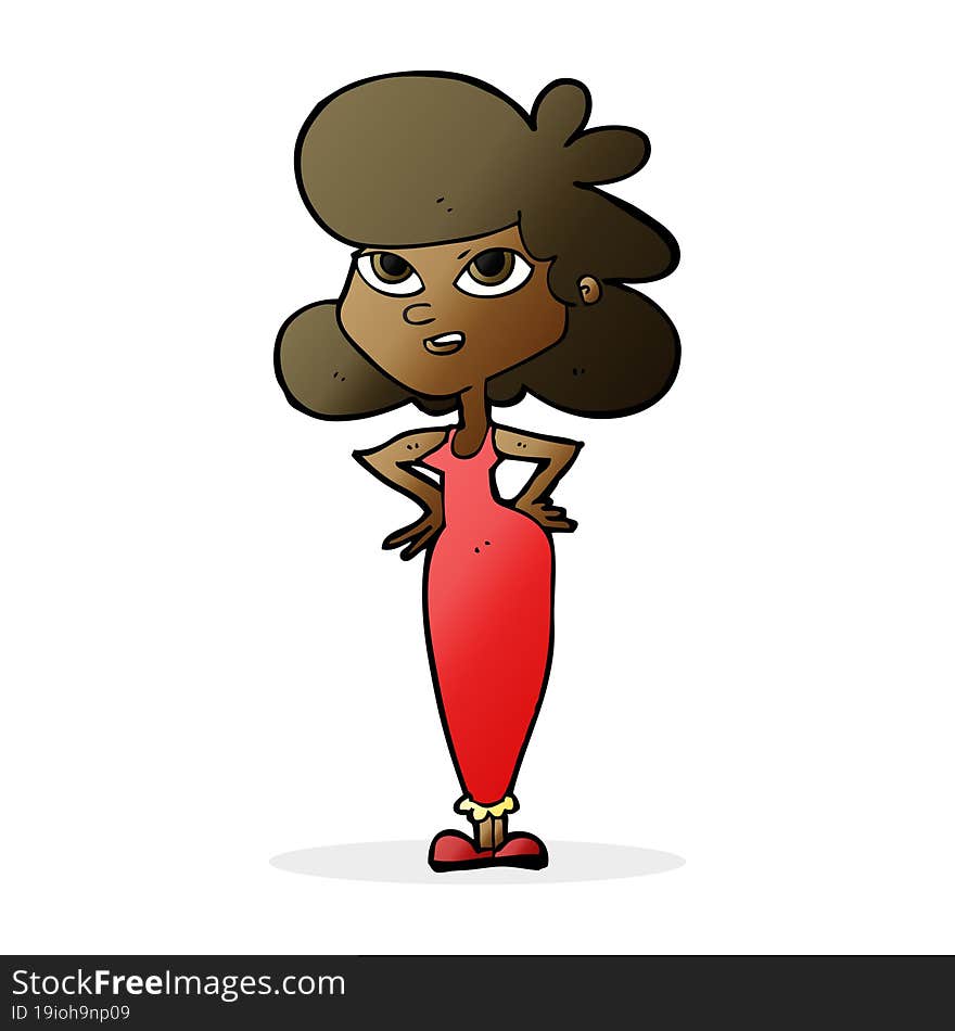 Cartoon Girl With Hands On Hips