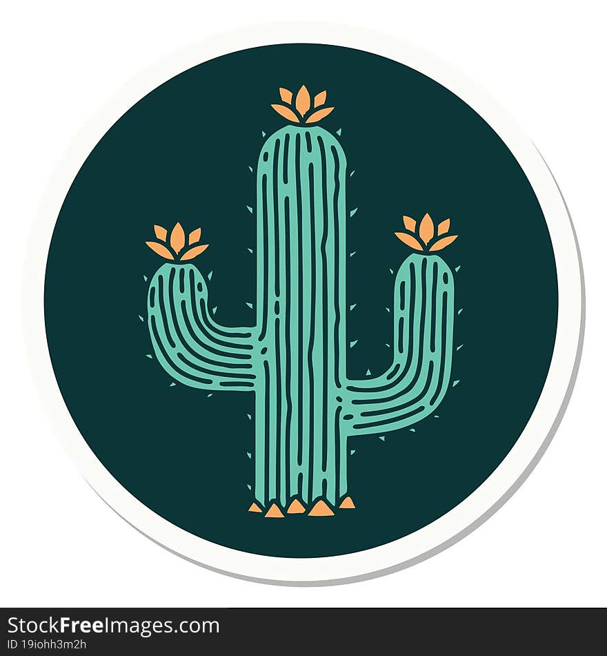 tattoo style sticker of a cactus