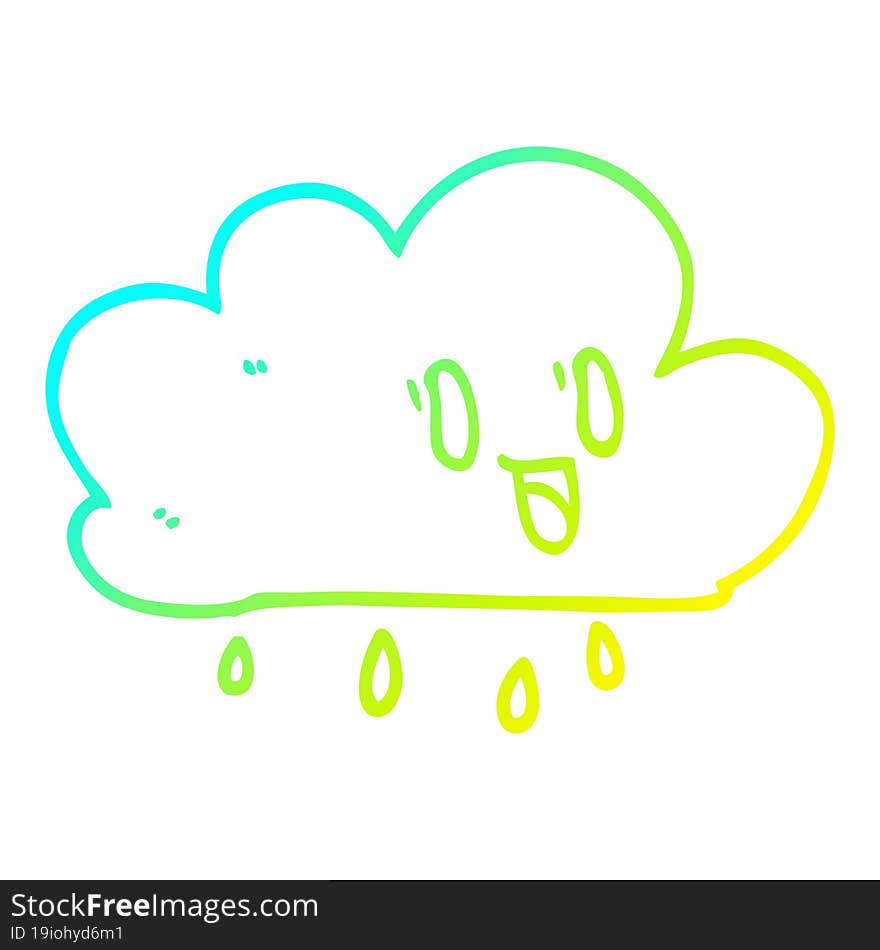 cold gradient line drawing of a cartoon expressive weather cloud