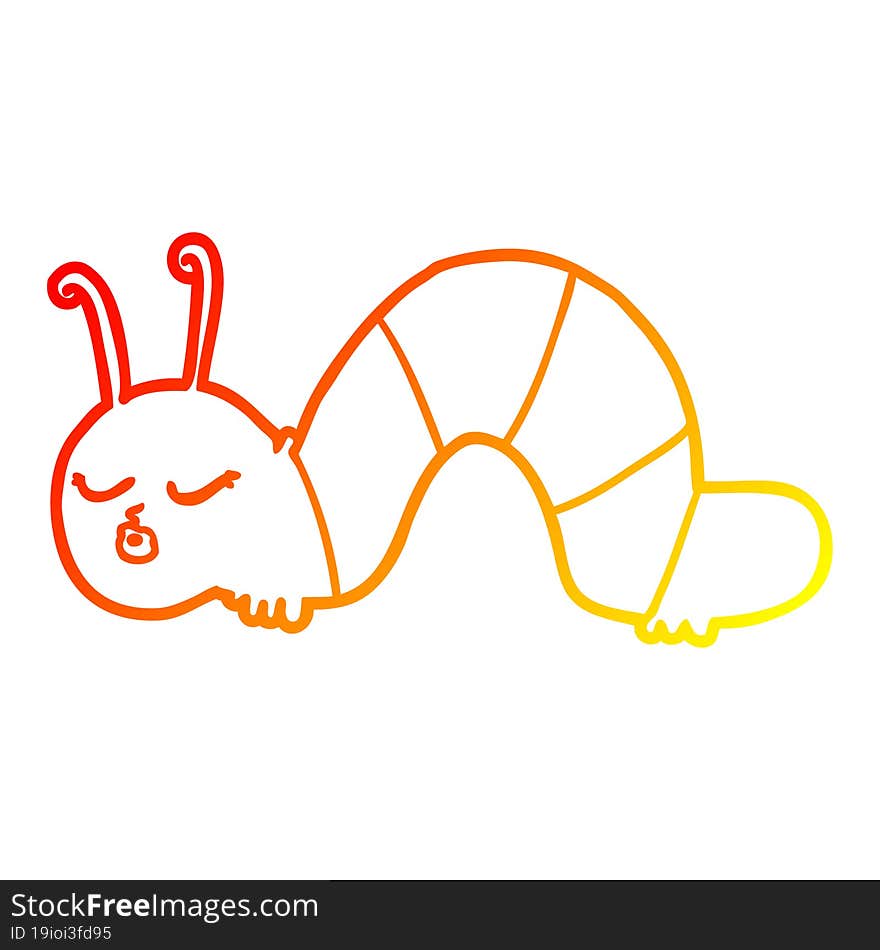 warm gradient line drawing cartoon caterpillar