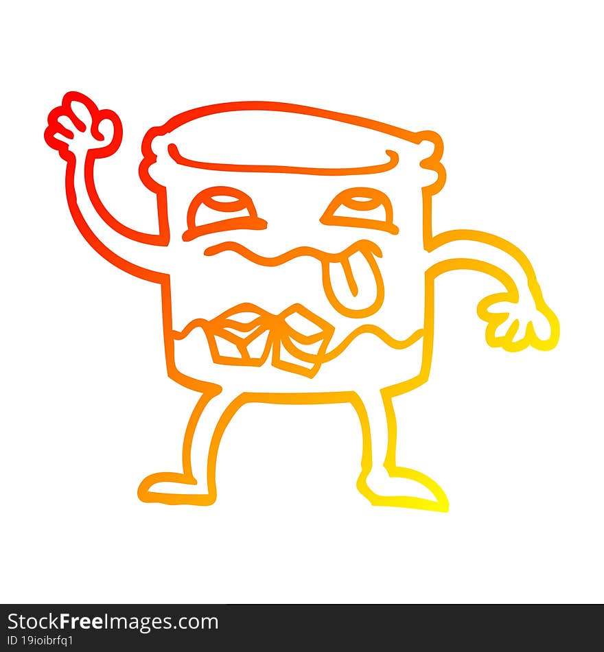 warm gradient line drawing of a cartoon animated whisky glass