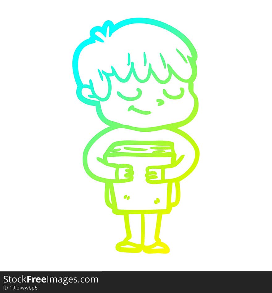 cold gradient line drawing cartoon happy boy