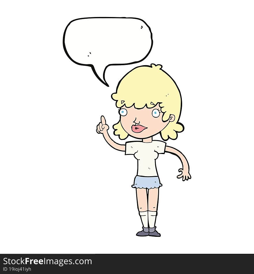 cartoon woman with idea with speech bubble