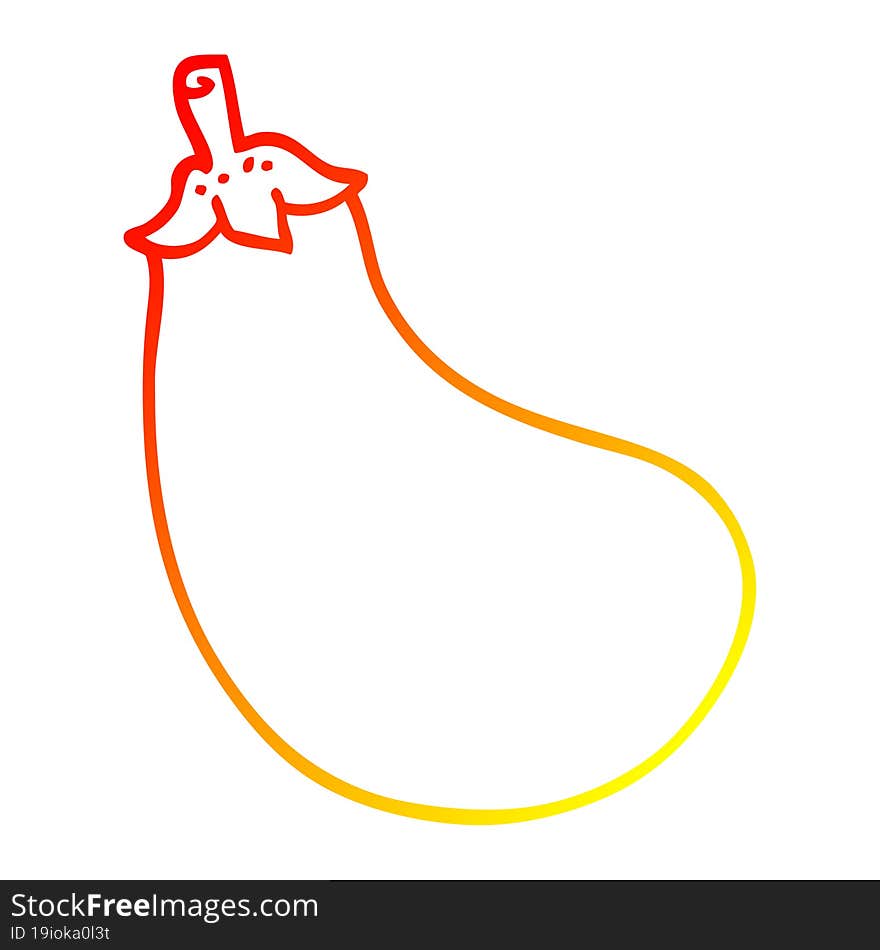 warm gradient line drawing of a cartoon eggplant