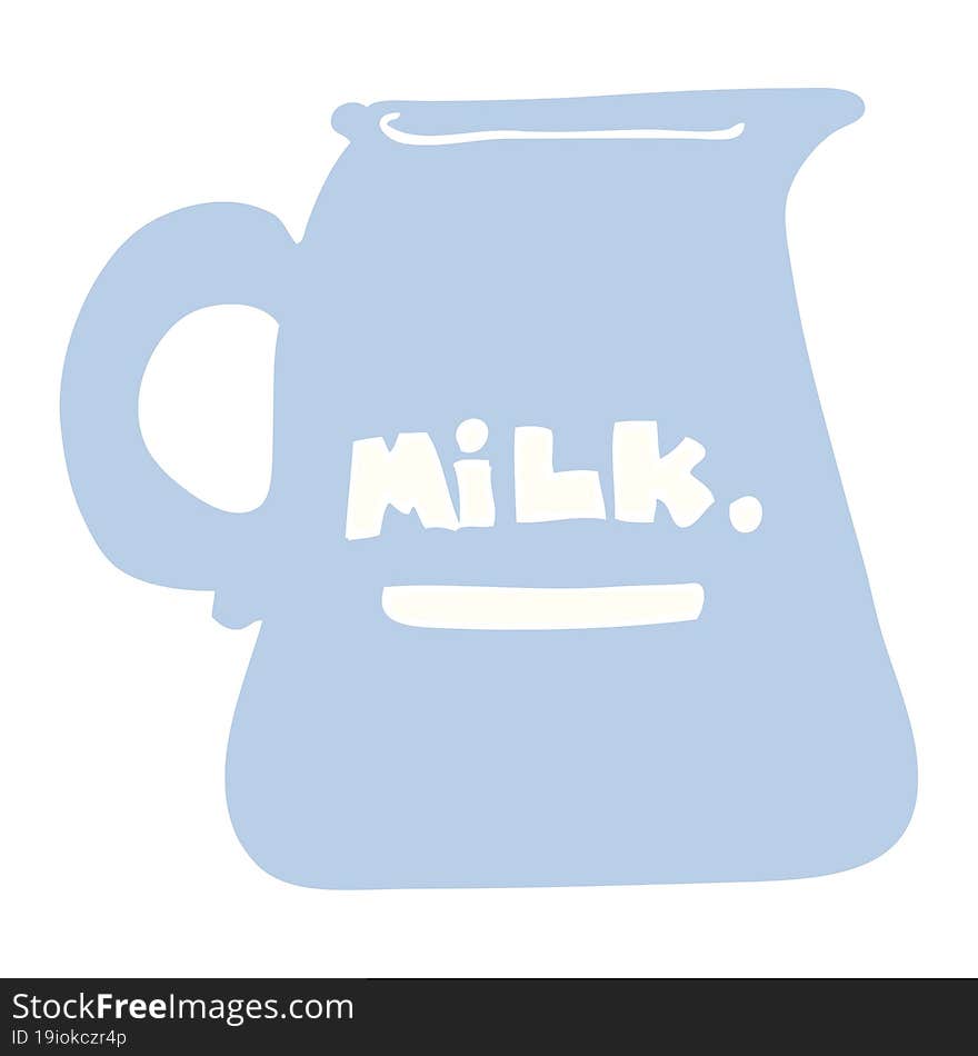 Flat Color Illustration Of A Cartoon Milk Jug