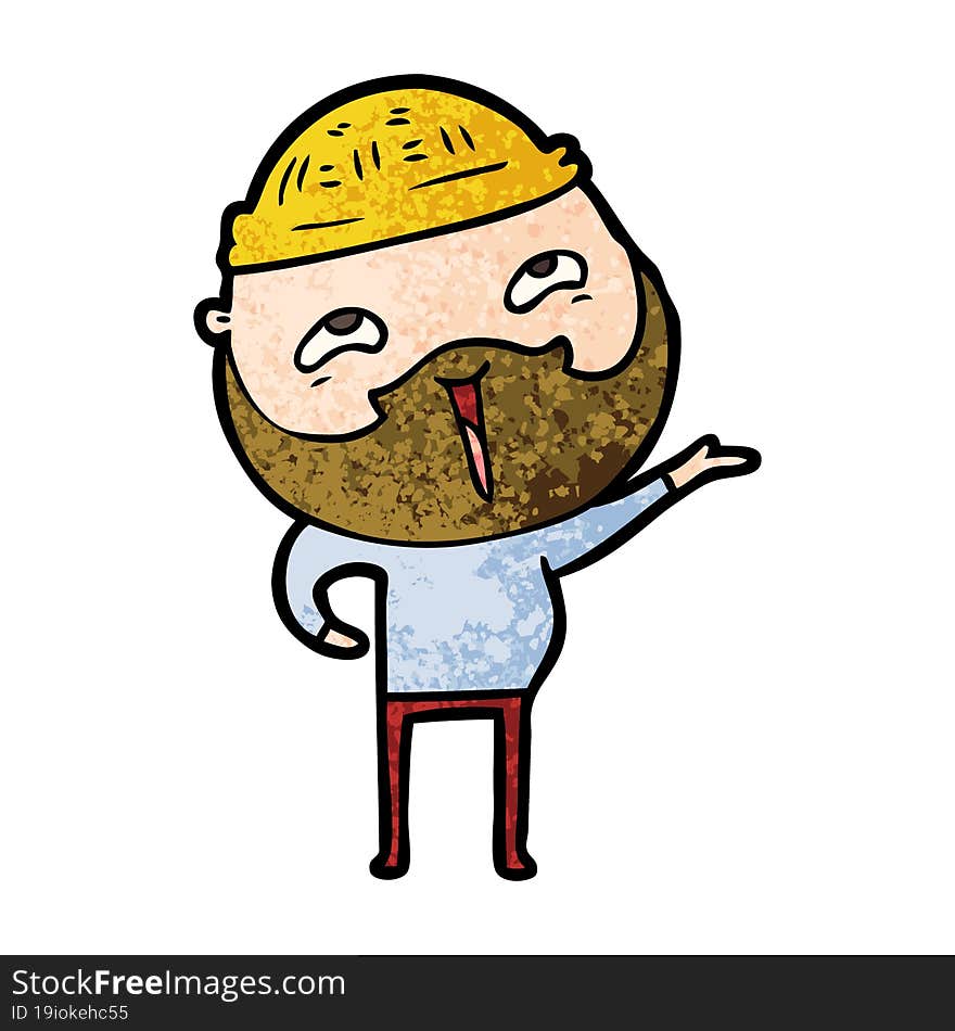 cartoon happy bearded man. cartoon happy bearded man