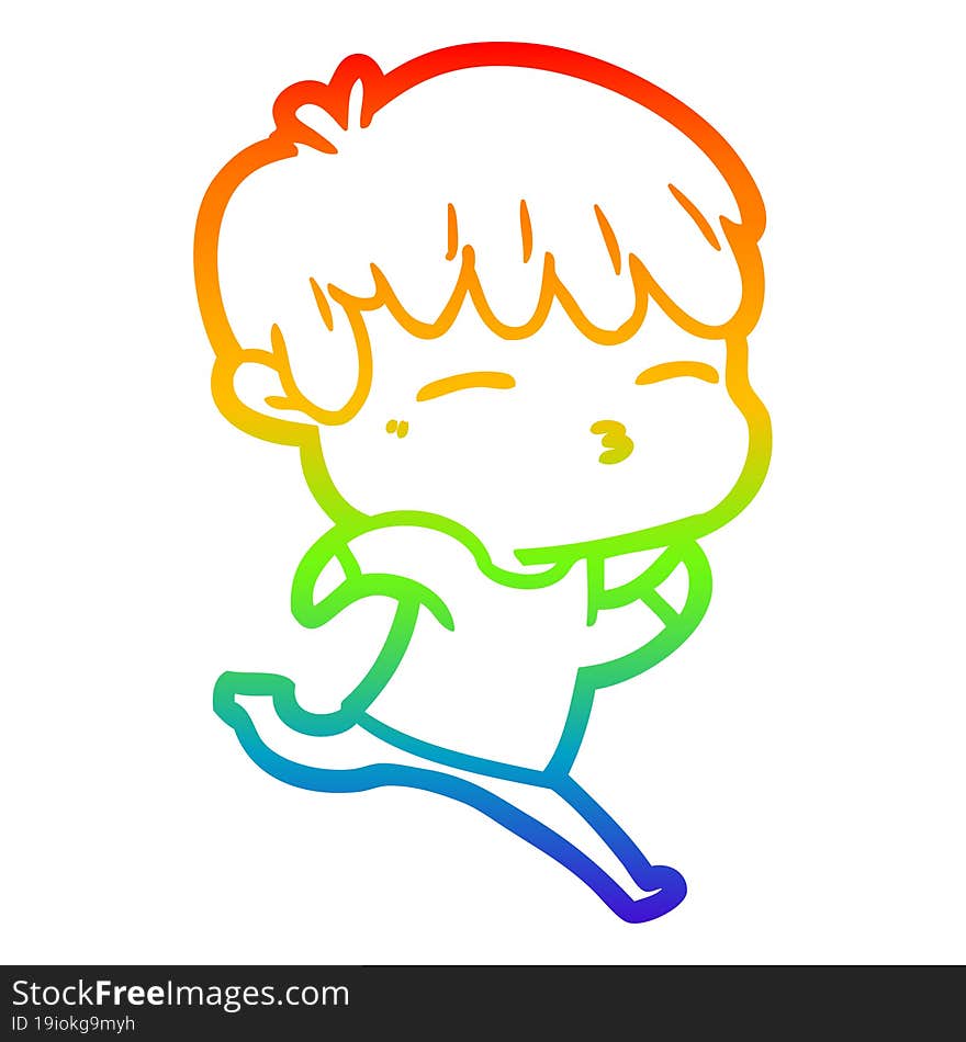 rainbow gradient line drawing cartoon curious boy