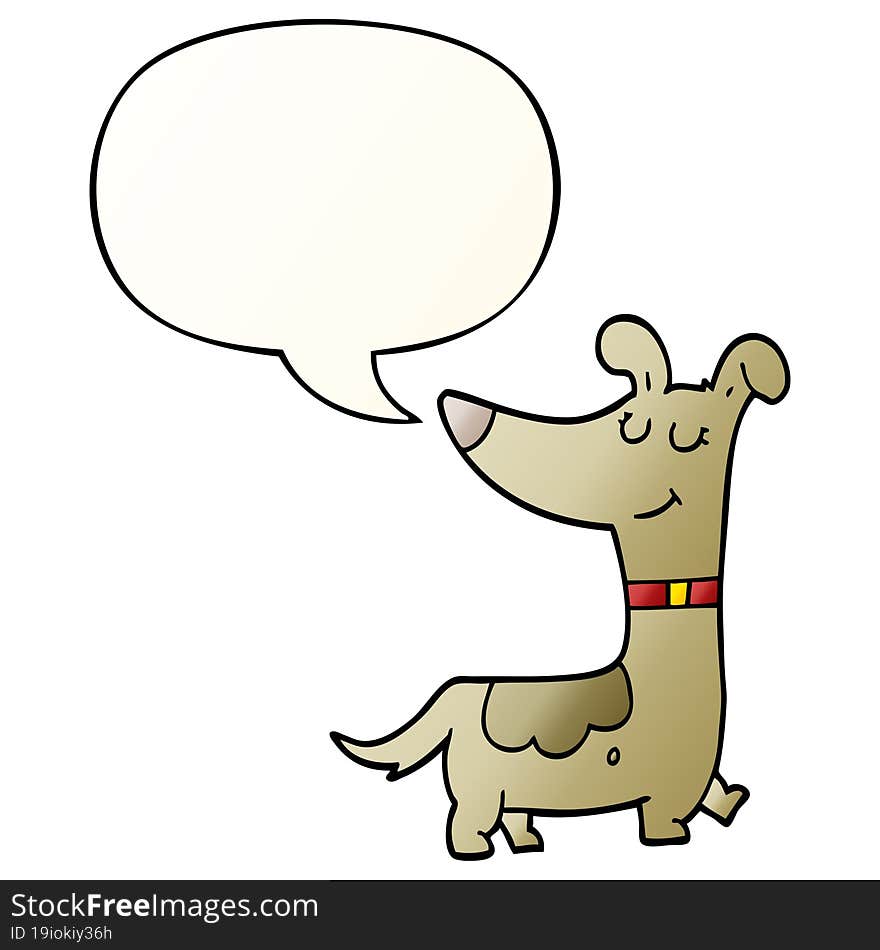 Cartoon Dog And Speech Bubble In Smooth Gradient Style