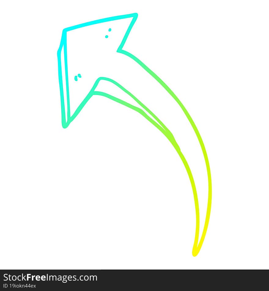 cold gradient line drawing cartoon arrow